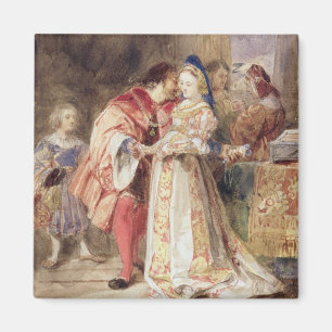 Portia und Bassanio, c.1826 (w/c, braune Tinte, Magnet