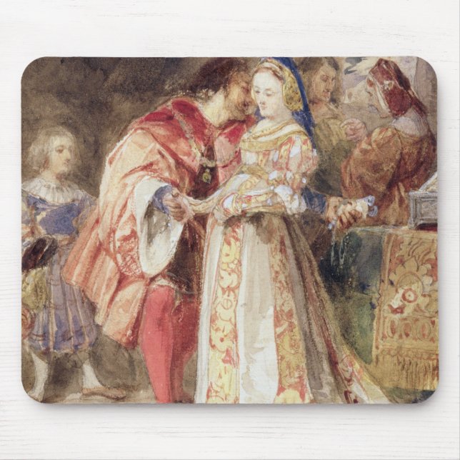 Portia und Bassanio, c.1826 (w/c, braune Tinte, Mousepad (Vorne)