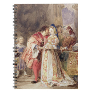 Portia und Bassanio, c.1826 (w/c, braune Tinte, Notizblock