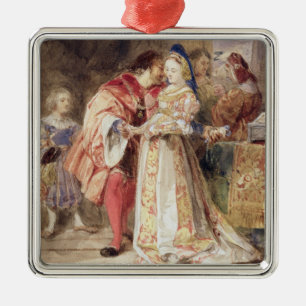 Portia und Bassanio, c.1826 (w/c, braune Tinte, Ornament Aus Metall