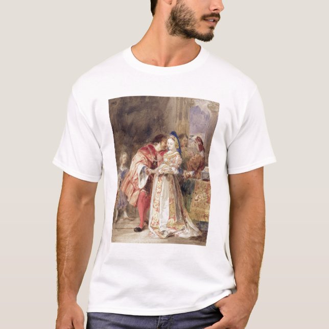 Portia und Bassanio, c.1826 (w/c, braune Tinte, T-Shirt (Vorderseite)