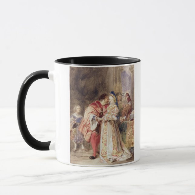 Portia und Bassanio, c.1826 (w/c, braune Tinte, Tasse (Links)