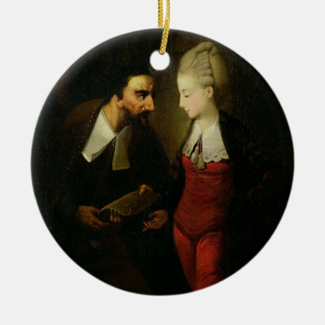 Portia und Shylock "vom Kaufmann von Venedig" A Keramikornament (Vorne)