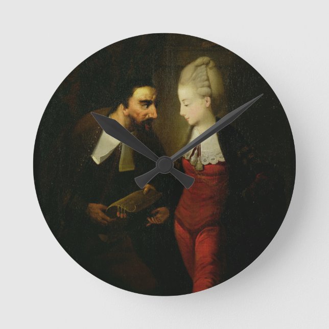 Portia und Shylock "vom Kaufmann von Venedig" A Runde Wanduhr (Vorderseite)