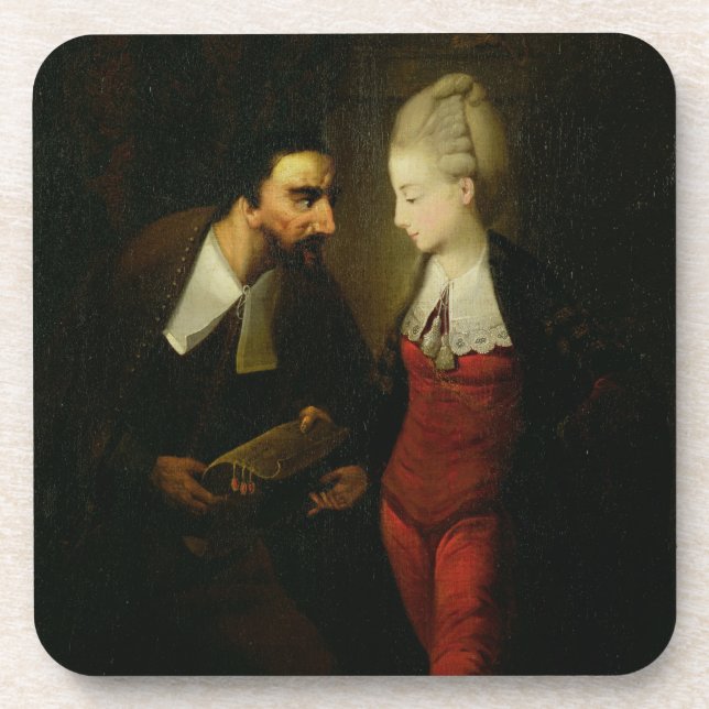 Portia und Shylock "vom Kaufmann von Venedig" A Untersetzer (Vorderseite)