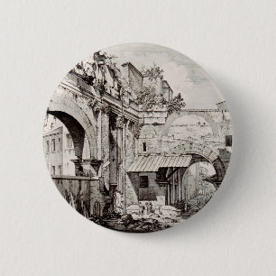 Portikus der Oktavia Rom Schwarz-Weiß-Kunst Button