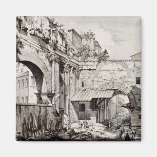 Portikus der Oktavia Rom Schwarz-Weiß-Kunst Magnet