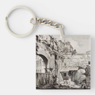 Portikus der Oktavia Rom Schwarz-Weiß-Kunst Schlüsselanhänger