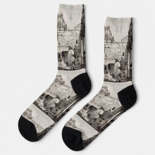 Portikus der Oktavia Rom Schwarz-Weiß-Kunst Socken