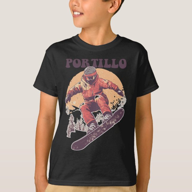Portillo Chile Retro Snowboard T-Shirt (Vorderseite)