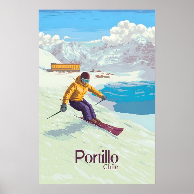 Portillo Chile Skigebiet Reiseplakat Poster (Vorne)