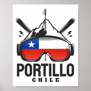Portillo Chile Skigebiet Retro Skifahren Poster