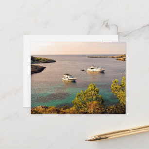Portinatx Ibiza Küstenansicht mit Luxusyachten Postkarte