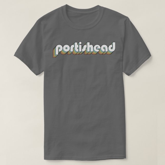 Portishead Retro Rainbow Typografie verblasst T-Shirt (Design vorne)