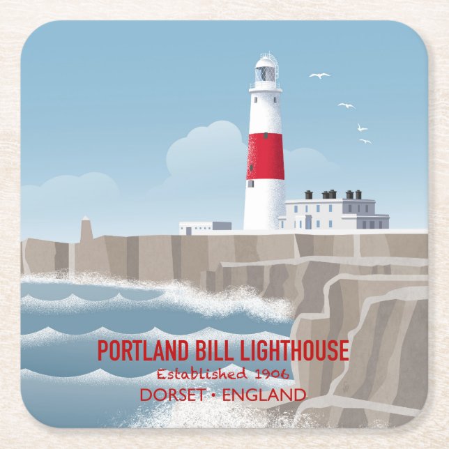 Portland Bill Leuchtturm Rechteckiger Pappuntersetzer (Vorderseite)