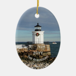 Portland Breakwater Lighthouse Weihnachten Keramik Ornament