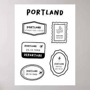 Portland - Briefmarke Minimalistisch Poster