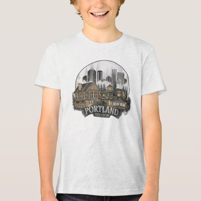 Portland City Oregon USA Tri-Blend Shirt (Vorderseite)