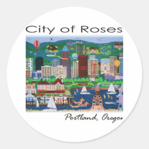 Portland~ Die Stadt der Rose Runder Aufkleber
