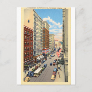 Portland Fifth Avenue Veteranen-Straßenbahn-Porträ Postkarte