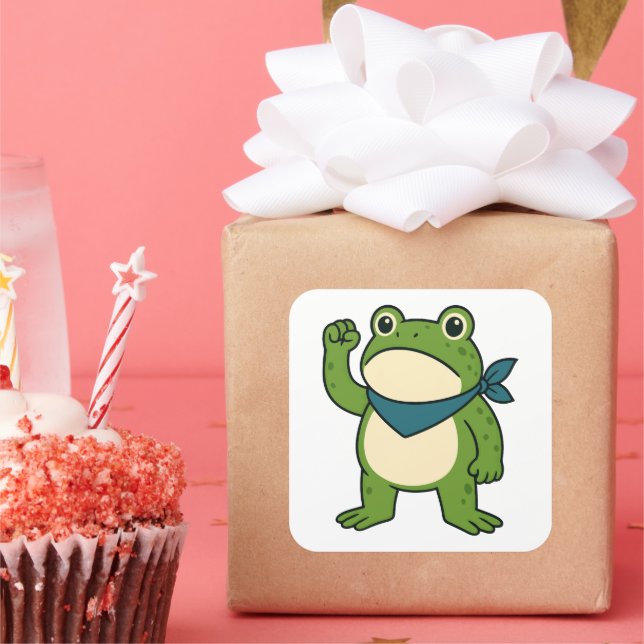 Portland Frog Protest Quadratischer Aufkleber (Party)