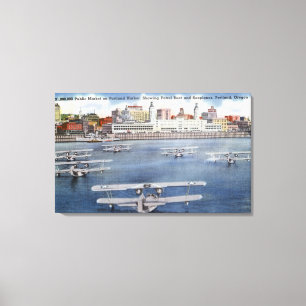 Portland-Hafen-Ansicht des allgemeinen Marktes Leinwanddruck