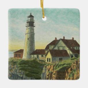 Portland Head Light Aquarell Keramikornament