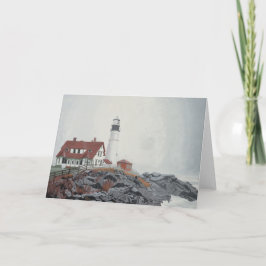 Portland Head Light in Nebel Dankeskarte
