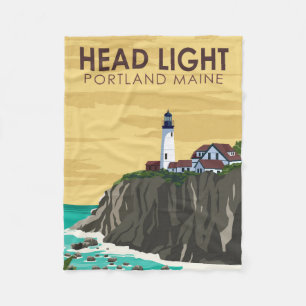 Portland Head Light Maine Vintag Art Fleecedecke