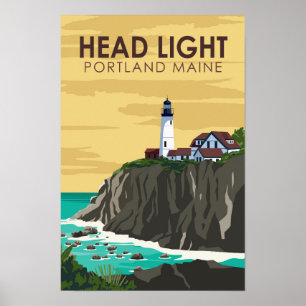 Portland Head Light Maine Vintage Kunst Poster