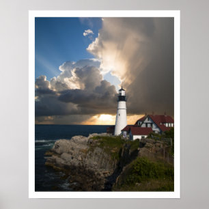 Portland Head Light, Sun durch Wolken Poster