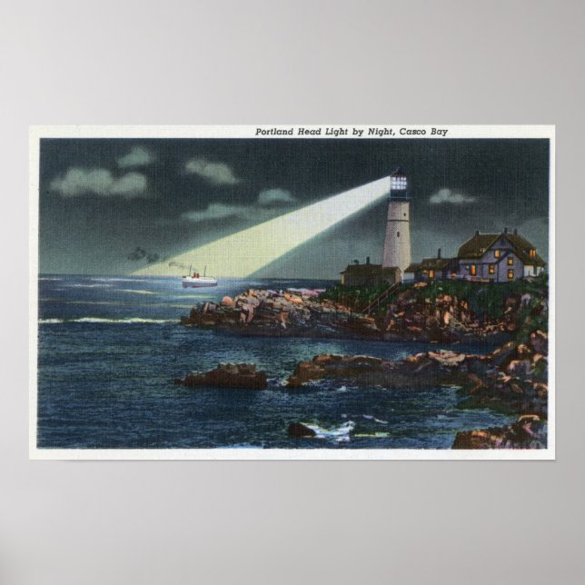 Portland Head Lighthouse in der Nacht Poster (Vorne)