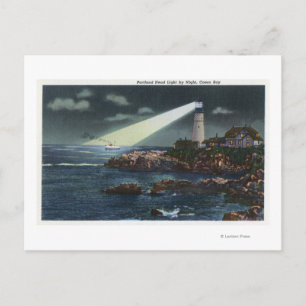 Portland Head Lighthouse in der Nacht Postkarte