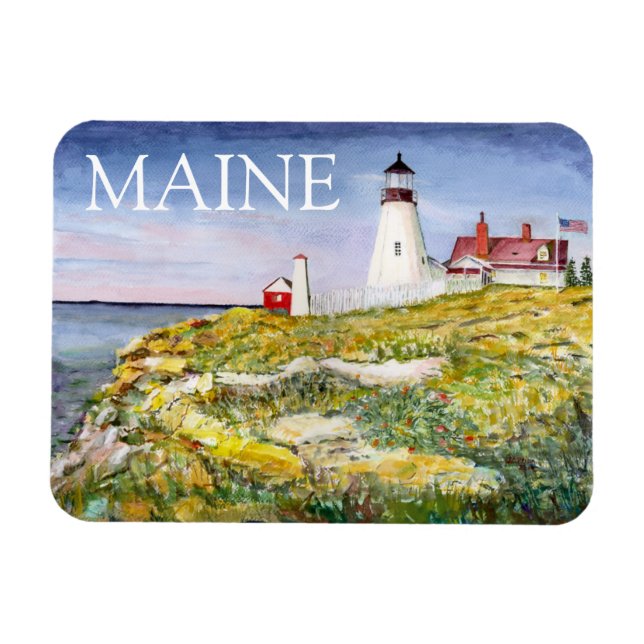 Portland Head Lighthouse Maine Aquarellmalerei Magnet (Horizontal)