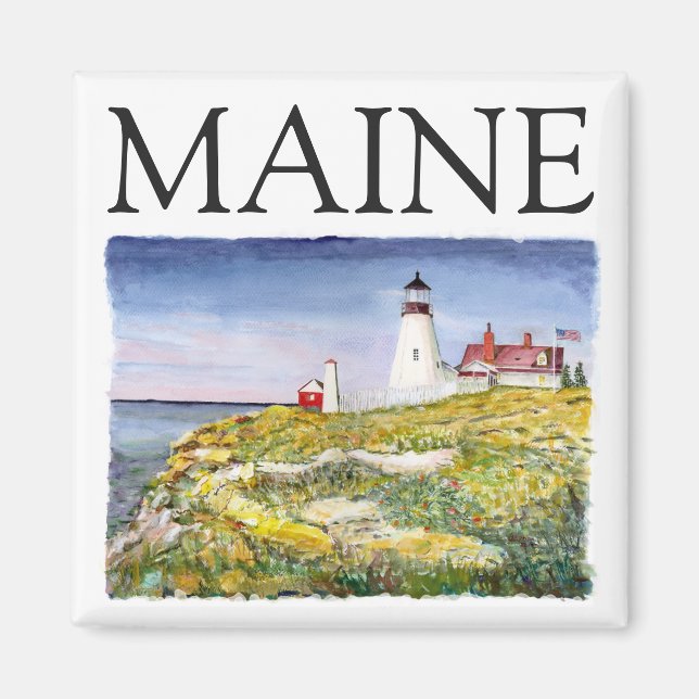 Portland Head Lighthouse Maine Aquarellmalerei Magnet (Vorne)