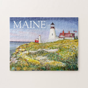 Portland Head Lighthouse Maine Aquarellmalerei Puzzle