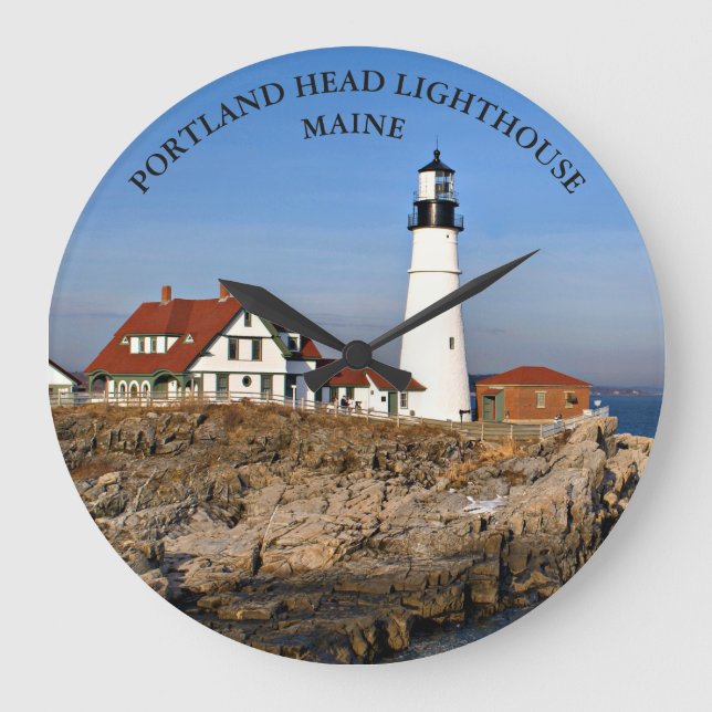 Portland Head Lighthouse, Maine Round Clock Große Wanduhr (Vorderseite)