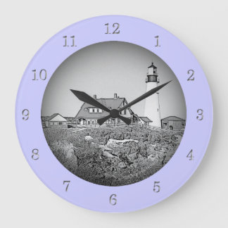 Portland Head Lighthouse Maine Sketch Wall Clock Große Wanduhr