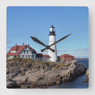 Portland Head Lighthouse Quadratische Wanduhr