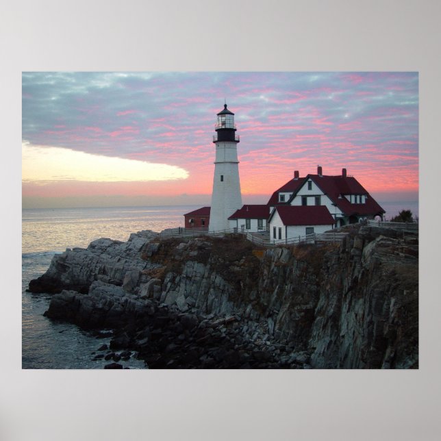 Portland Headlight Sunrise Maine Große Plakate (Vorne)