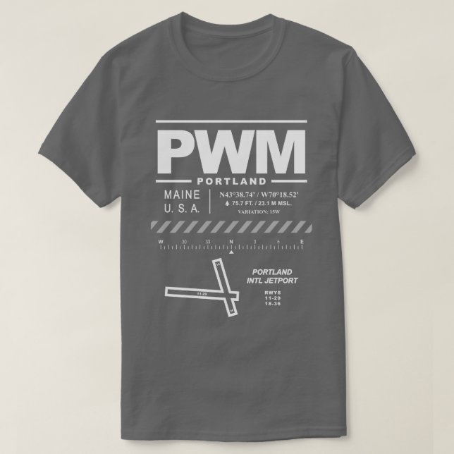 Portland International Jetport PWM T-Shirt (Design vorne)