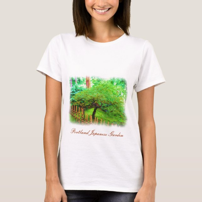 Portland Japanese Garden Aquarell T - Shirt (Vorderseite)