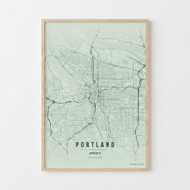 Portland Karte Druck Oregon Stadt Wandbild Poster