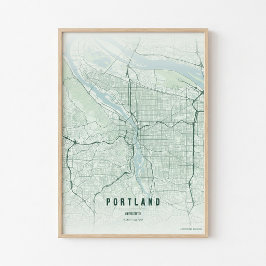 Portland Karte Wald Druck Oregon Wandkunst Poster