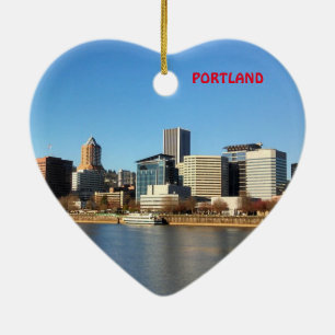 Portland Landschaftliches Weihnachtsherz Keramikornament