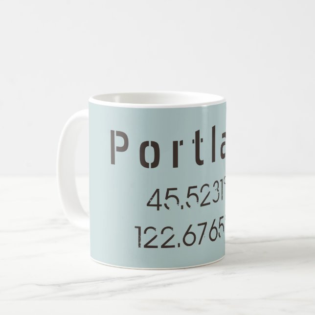 Portland Latitude & Longitude Kaffeetasse (Vorderseite Links)