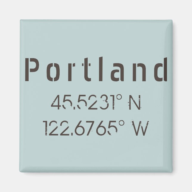 Portland Latitude & Longitude Magnet (Vorne)