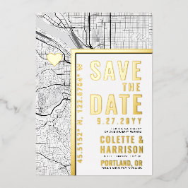 Portland Liebe Locator | Hochzeitsstichtag speiche Folieneinladung