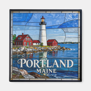 Portland Maine Bleiglas-Leuchtturm Küste 🌊 Magnet