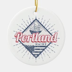 Portland Maine City United Staaten Vintag USA Keramik Ornament